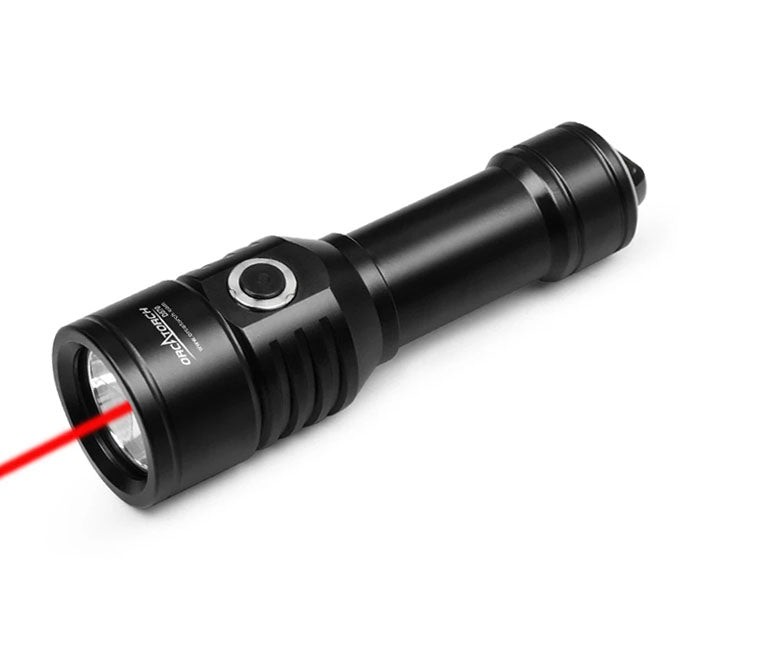 OrcaTorch Dykkerlygte + rød laserpointer D570-RL 1500 Lumen