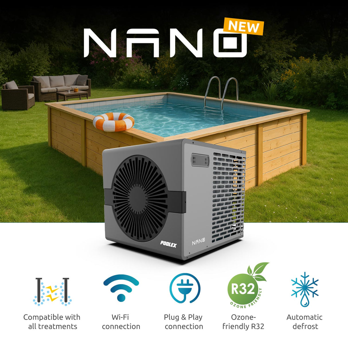 Poolex Varmepumpe Nano 2025 til swimming pool 5 kw