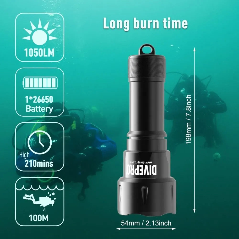 Divepro dykkerlygte D6 1050Lumen