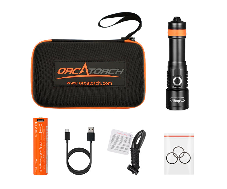 OrcaTorch Dykkerlygte D530RB rød stråle 210 Lumen