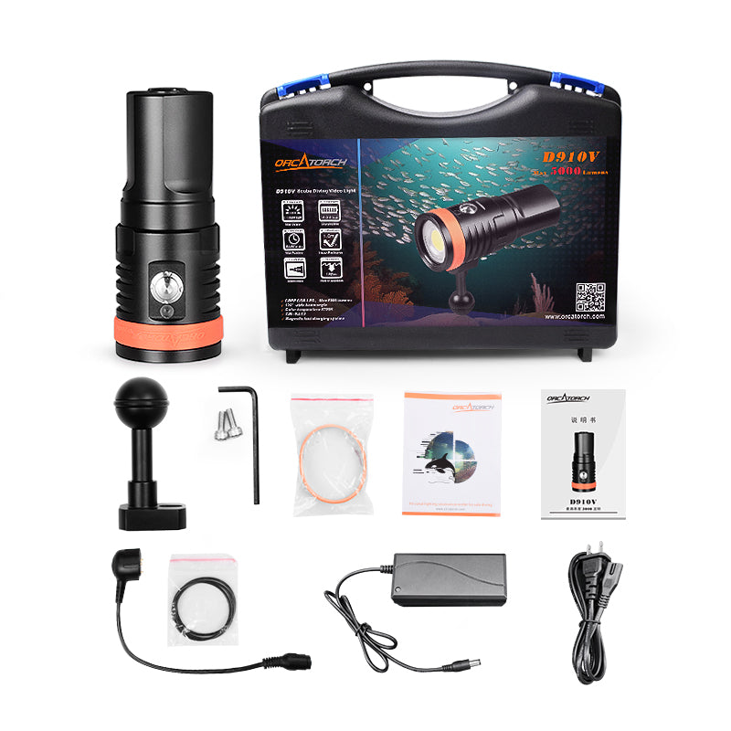 OrcaTorch D910V video diving light 5000 Lumen 3 light mode