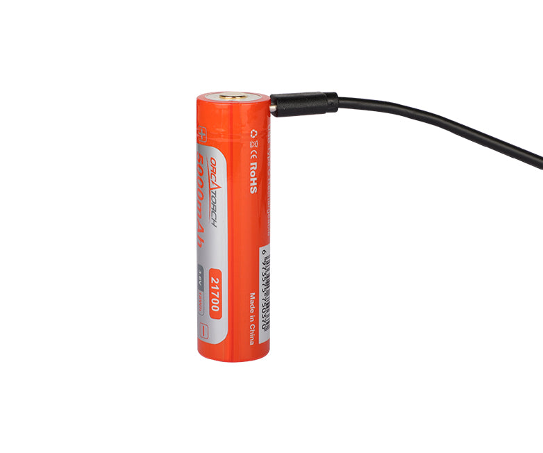 OrcaTorch 21700 usb accu 3,6v 5000mAh Rechargeble with usb-c 3,7v 5000mAh