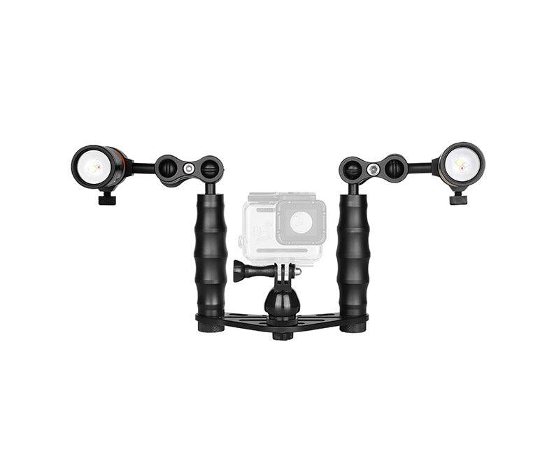 OrcaTorch 2 x D710V 3color videolight with Gopro tray DOUBLE lampholder 21700 Battery max 2000 Lumen