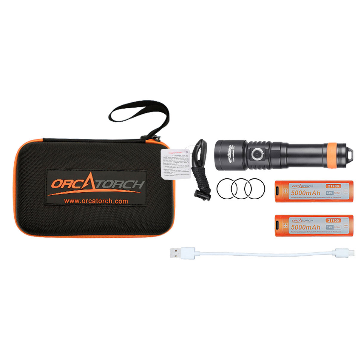 OrcaTorch Dykkerlygte D710 Duo pack LED 3000 Lumen Sort (inkl. 2 baterier)