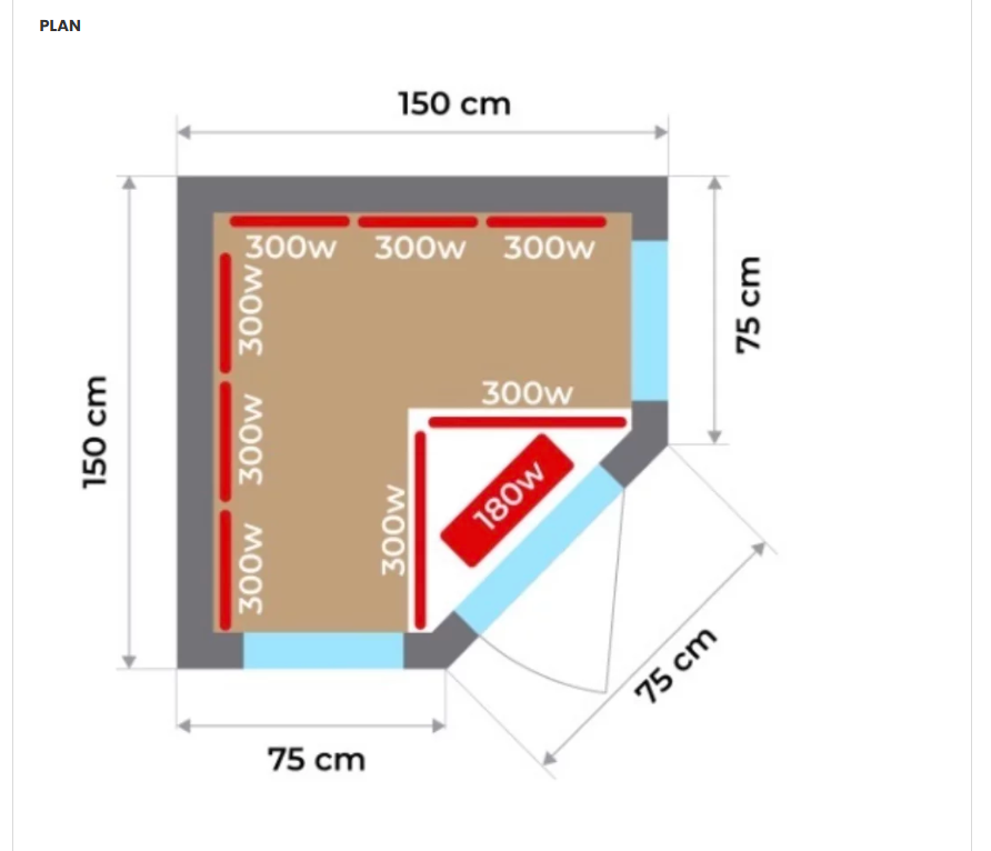 France Sauna Apollon Quartz 3C Infrarød Sauna Angular 2 - 4 personer