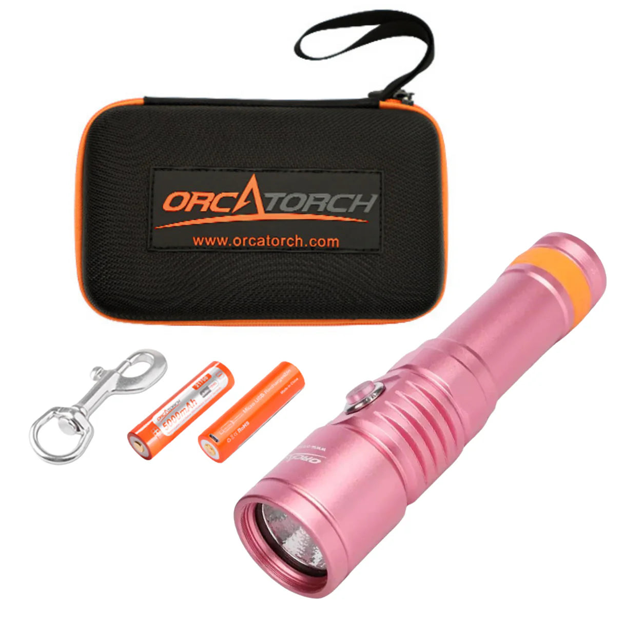OrcaTorch Dykkerlygte D710 LED 3000 Lumen Lyserød