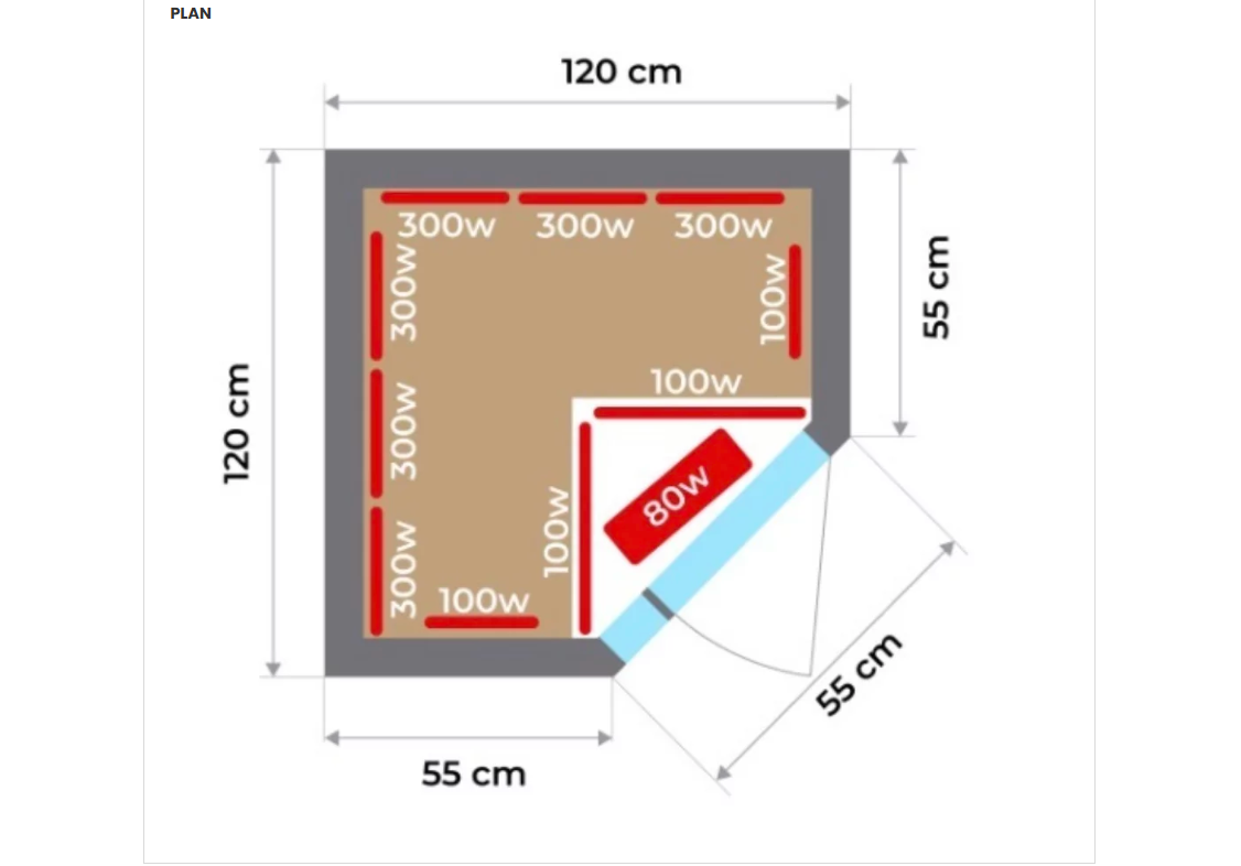 France Sauna Apollon Quartz 2C Infrarød Sauna Angular 2 - 3 personer