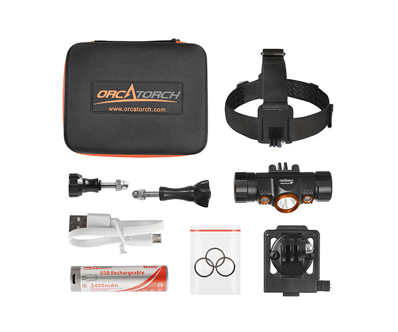 OrcaTorch TD01 Mazu headlight 1200lm white light + red light 18650 battery