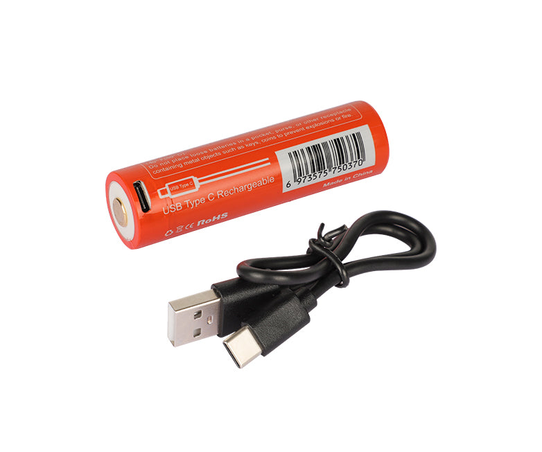 OrcaTorch 21700 usb accu 3,6v 5000mAh Rechargeble with usb-c 3,7v 5000mAh