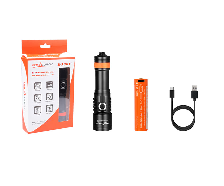 OrcaTorch Dykkerlygte D530V 1000 Lumen Sort