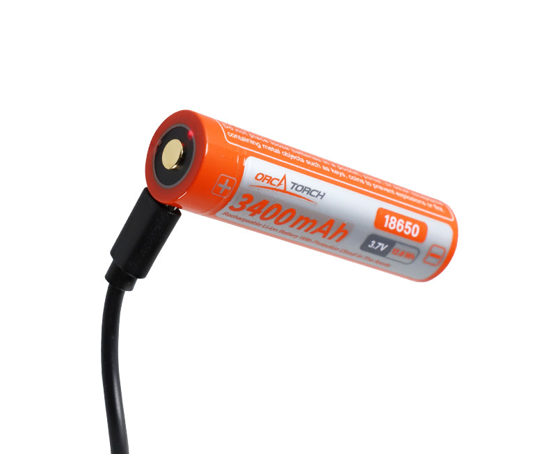 OrcaTorch 18650 usb accu 3,6v 3400mAh