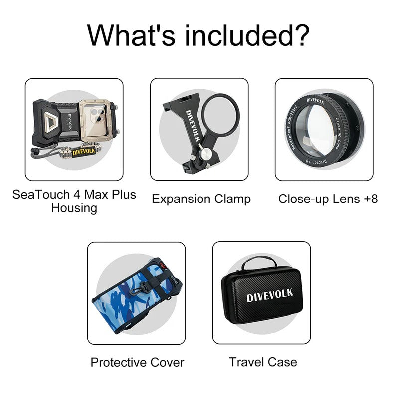 Divevolk SeaTouch 4 Max Plus Underwater Housing Macro Kit til iPhone og Android