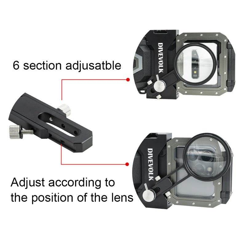 DIVEVOLK Expansion Clamp med 67mm lens adapter