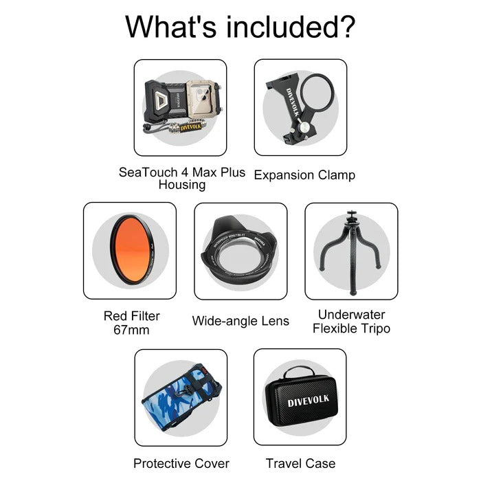 Divevolk SeaTouch 4 Max Plus Underwater Housing A-lot-of-fun Kit til iPhone og Android