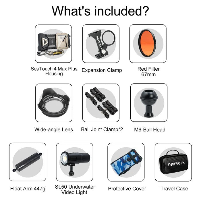 Divevolk SeaTouch 4 Max Plus Underwater Housing Advanced Creator Kit til iPhone og Android