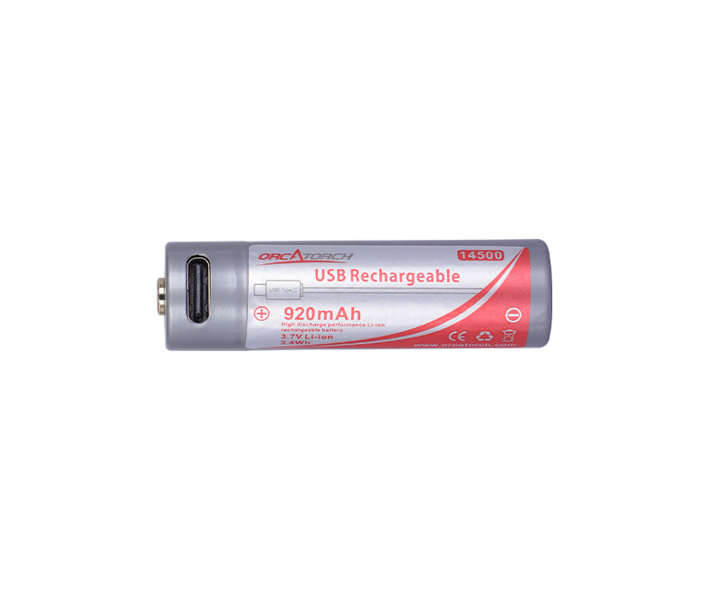 OrcaTorch 14500 3,6v 750mAh usbC