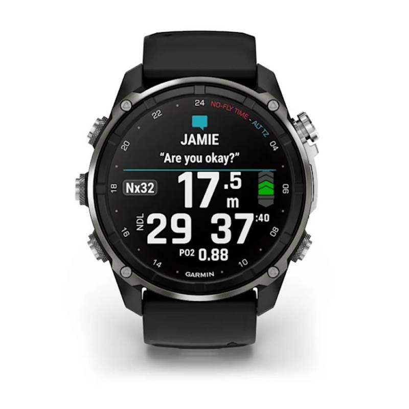 Garmin Descent MK3i 51mm PVD-titanium i sølv og sort med sort/pebble grey silikonerem
