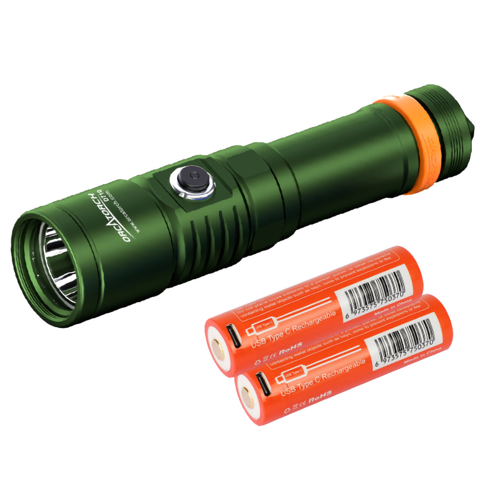 OrcaTorch Dykkerlygte D710 LED 3000 Lumen Grøn
