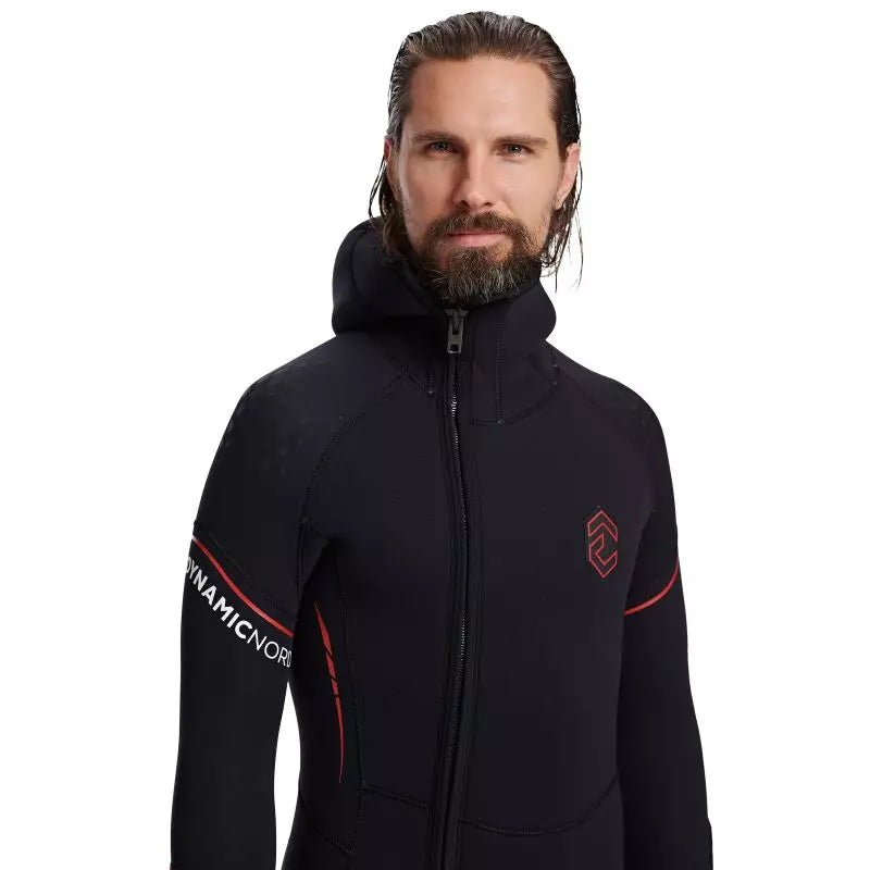 DynamicNord VÅDDRAGT SL-51-H Men Wetsuit hooded 5mm Sort/Rød Essential