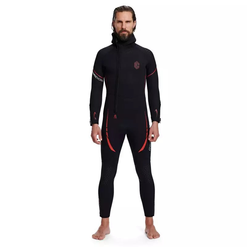 DynamicNord VÅDDRAGT SL-51-H Men Wetsuit hooded 5mm Sort/Rød Essential
