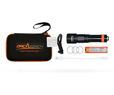 OrcaTorch Dykkerlygte D700 LED 1700 Lumen Sort