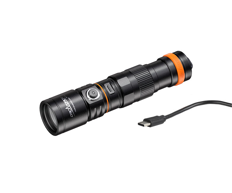 OrcaTorch Dykkerlygte DC710 genopladelig LED 3000 Lumen Sort