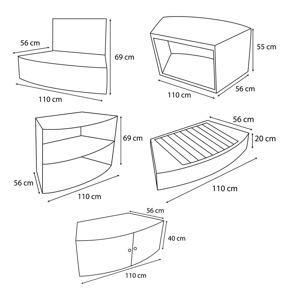Netspa Møbler til Spa - Octopus 165 Spa furniture Set - 5 moduler - Komplet Møbelsæt til Octopus 165 Spa uden spa