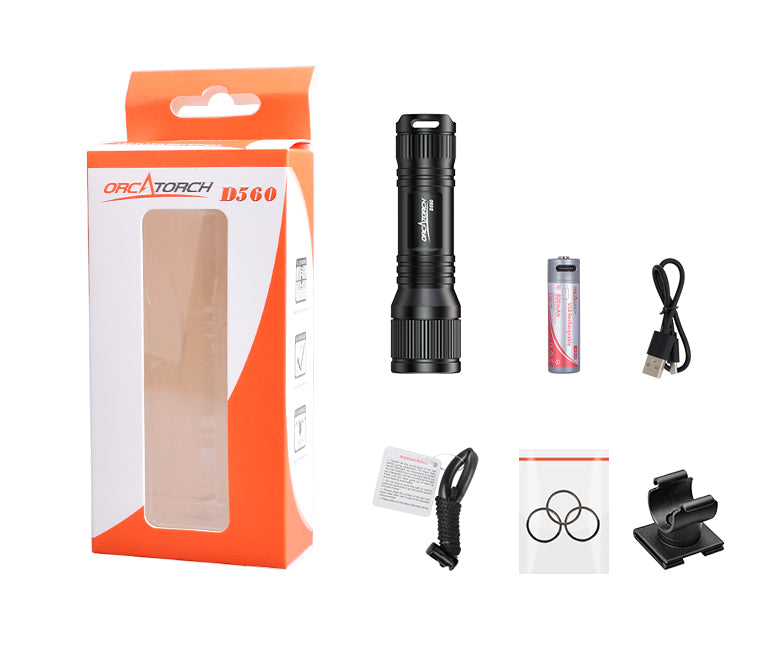 OrcaTorch D560 Led backup flashlight 700 lumen Rød