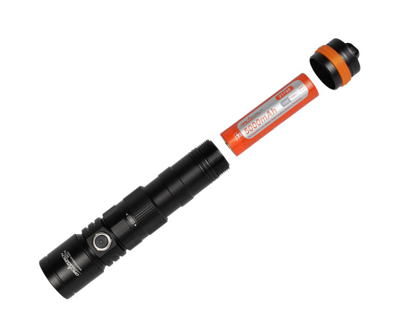 OrcaTorch Dykkerlygte DC710 genopladelig LED 3000 Lumen Sort