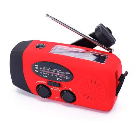 Outdoor Adventures håndsvingsradio med solpanel og lommelygte