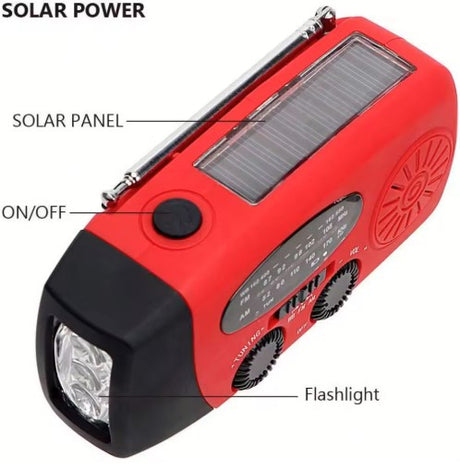 Outdoor Adventures håndsvingsradio med solpanel og lommelygte