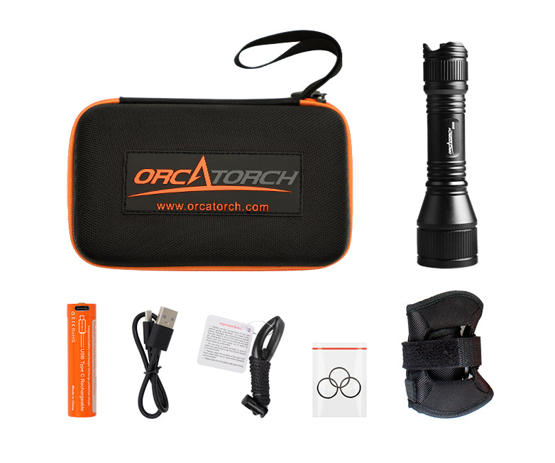 OrcaTorch Dykkerlygte D550 1000 Lumen Sort