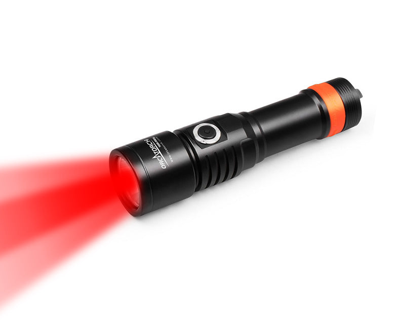 OrcaTorch Dykkerlygte D530RB rød stråle 210 Lumen