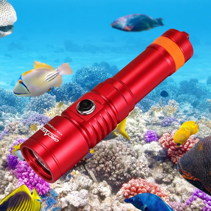 OrcaTorch Dykkerlygte D710 LED 3000 Lumen Rød
