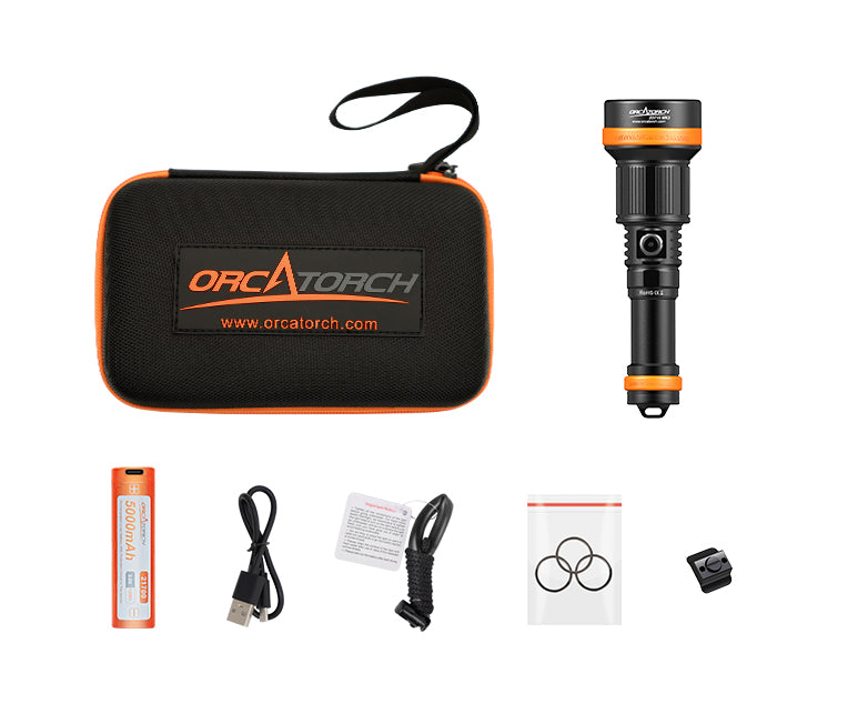 OrcaTorch Dykkerlygte ZD710 MK2 LED 1500 Lumen med en justerbar strålevinkel