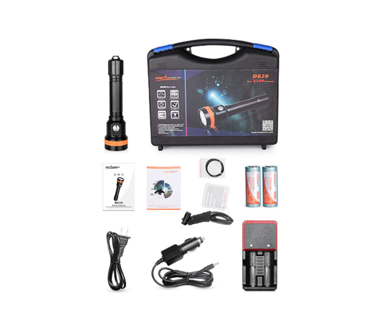 OrcaTorch Dykkerlygte D850 2500 Lumen LED Sort