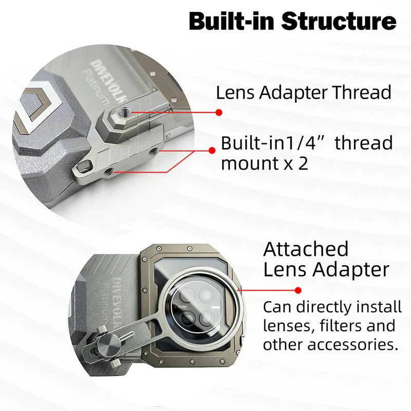 DIVEVOLK SeaTouch 4 MAX Platinum, Underwater housing til iPhone og Android