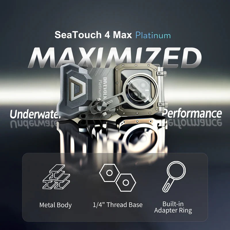 DIVEVOLK SeaTouch 4 MAX Platinum, Underwater housing til iPhone og Android