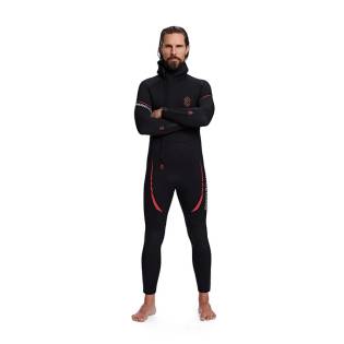 DynamicNord VÅDDRAGT SL-71-H Men Wetsuit Hooded 7mm Sort/Rød Advanced