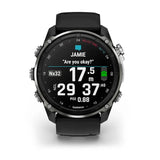 Garmin Descent MK3i 51mm PVD-titanium i sølv og sort med sort/pebble grey silikonerem